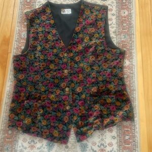 Vintage dead stock floral velvet vest